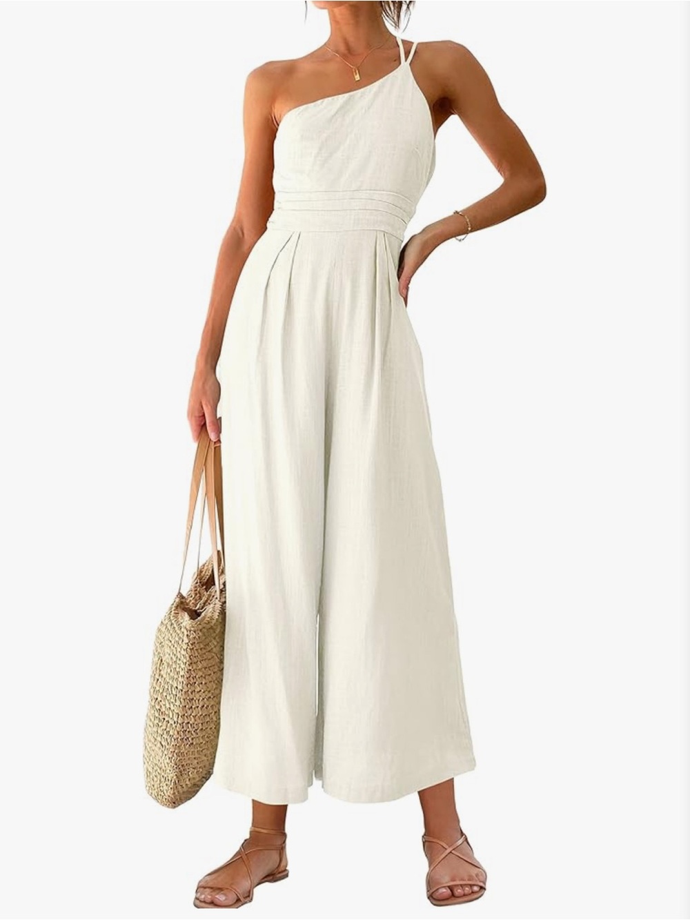 Women's One-Shoulder Wide-Leg Jumpsuit